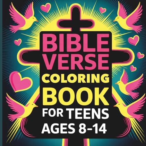 Cover of Bible Verse Coloring Book for Teens Ages 8–14: Bible coloring book formiddle school | bible coloring book tween girls boys | church youth coloring book
