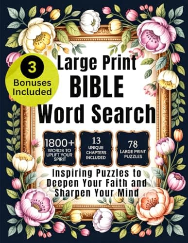 Cover of Large Print Bible Word Search: Inspiring Puzzles to Deepen Your Faithand Sharpen Your Mind