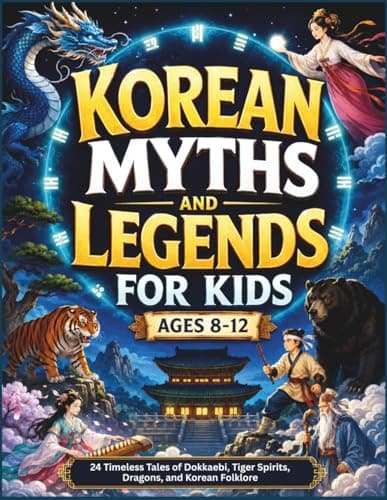 Cover of Korean Myths and Legends for Kids: 24 Timeless Tales of Dokkaebi, Tiger Spirits, Dragons, and Korean Folklore