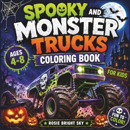 Cover of Spooky and Monster Trucks Coloring Book for Kids Ages 4-8